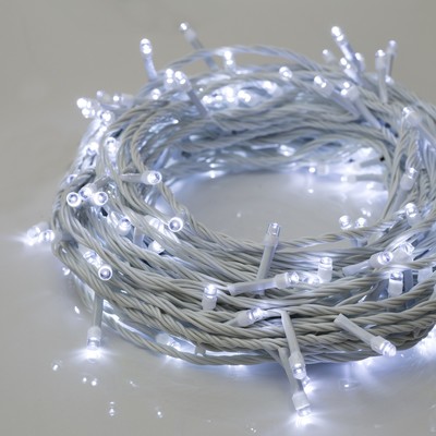 УЦЕНКА Гирлянда «Нить», 20 м, IP20, 200 LED, 220 В, 8 режимов, белая нить, свечение белое
