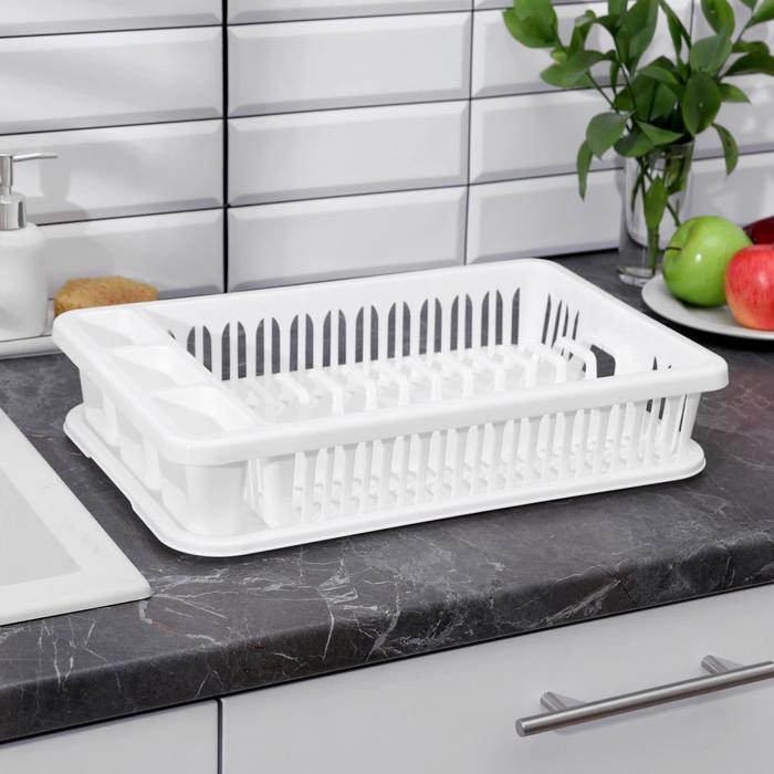 Сушилка для посуды, 42,5×27,5×9,5 см, цвет белый - фото 1886346620