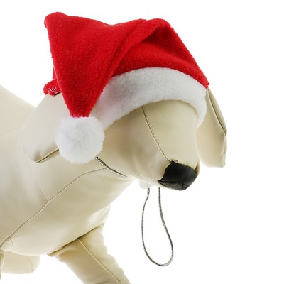 Колпак новогодний для собак, размер XS-S, длина 18, обхват морды 24 см