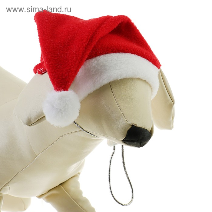 Колпак новогодний для собак, размер M-L, длина 24 см, обхват морды 30 см - Фото 1