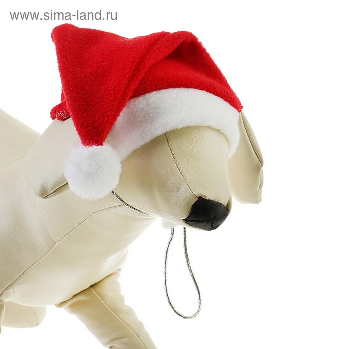 Колпак новогодний для собак, размер L-XL, длина 26-28 см, обхват морды 34-36 см - Фото 1