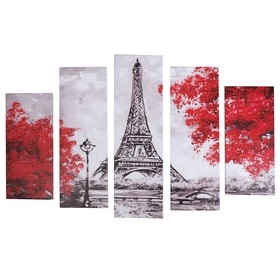Модульная картина 'Нарисованный Париж' (2-23х52; 2-24х70; 1-24х80) 120х80см