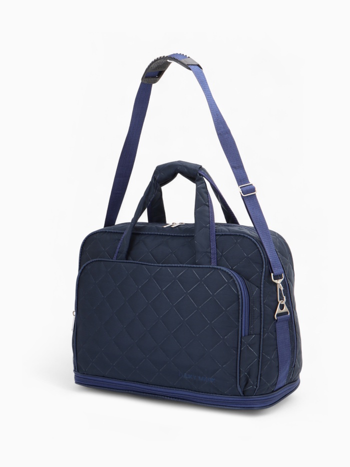 Сумка дорожная на молнии, с увеличением, 2 наружных кармана, длинный ремень, синяя - Фото 1