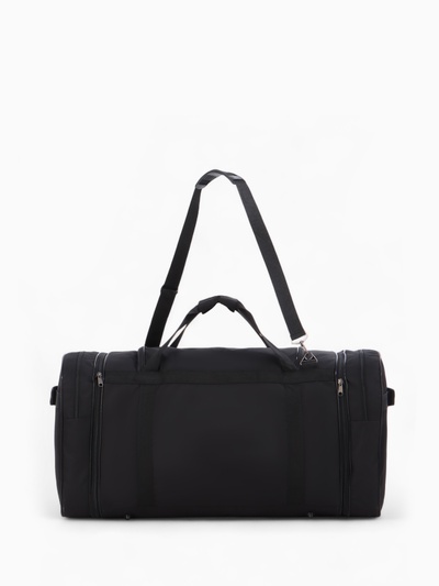 Сумка дорожная на молнии, с увеличением, 4 наружных кармана, длинный ремень, чёрная