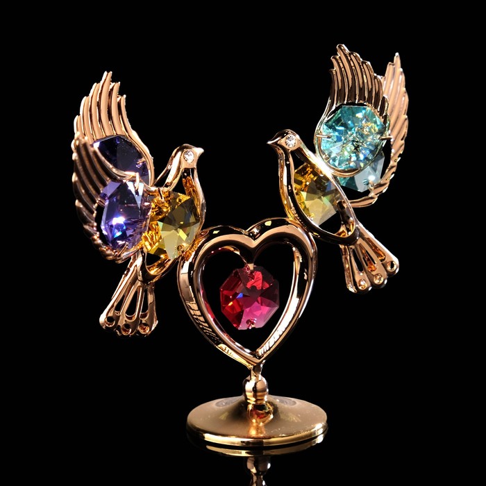 Сувенир «Голуби на сердце», 3×9,5×8 см, с кристаллами