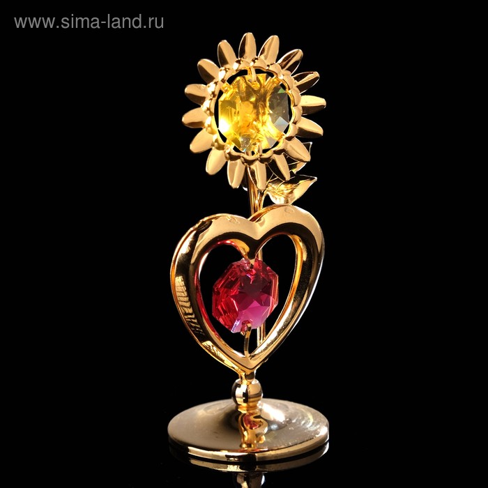 Сувенир «Сердце с солнцем», 3×3×8 см, с кристаллами - Фото 1