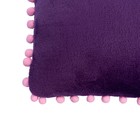 Подушка "Этель" фиол., р-р 40х30 см, с бамбошками, 100% П/Э, велсофт - Фото 3