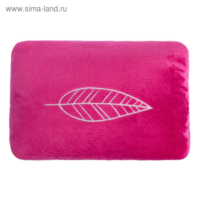 Подушка "Лист", цвет вишнёвый, р-р 40х30 см, с вышивкой, 100% П/Э, велсофт - Фото 1