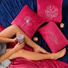 Подушка "Лист", цвет вишнёвый, р-р 40х30 см, с вышивкой, 100% П/Э, велсофт - Фото 2