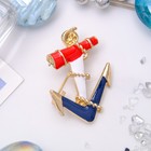 Брошь «Якорь корабельный», цветной в золоте - Фото 1