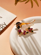 Брошь «Птичка-синичка», цветная в золоте - Фото 4