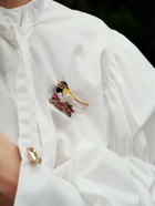 Брошь «Птичка-синичка», цветная в золоте - Фото 2