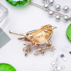 Брошь «Птичка-синичка», цвет зелёный в кофейном золоте - Фото 2