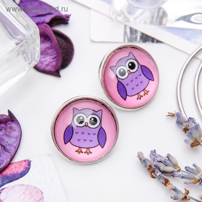 Серьги из стекла Candy совушка, цветные - Фото 1