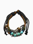 Браслет кожаный «Сова и ряд бусин», d=9 см, чёрный - Фото 1