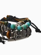 Браслет кожаный «Сова и ряд бусин», d=9 см, чёрный - Фото 4