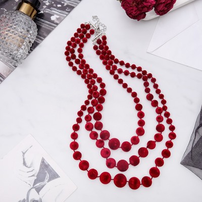 Бусы 3 яруса «Бархат», цвет бордовый, 70 см