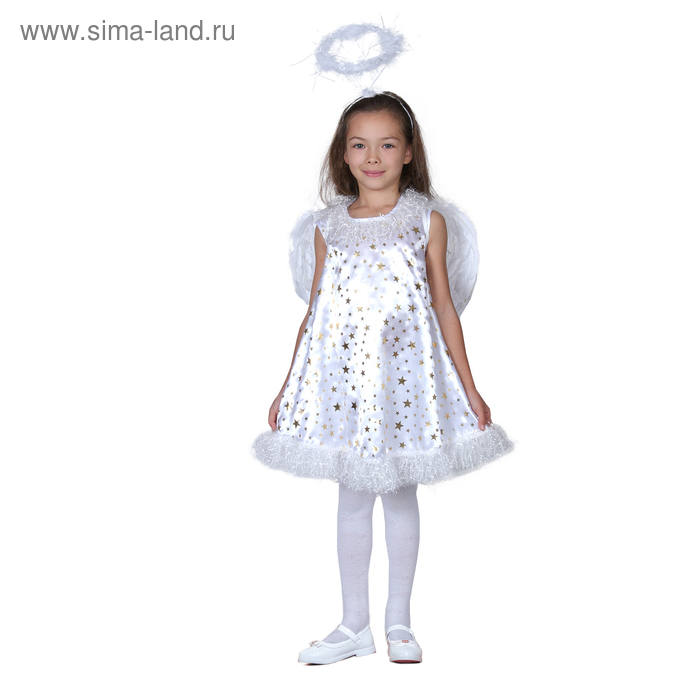 Карнавальный костюм "Звёздный ангел", нимб, платье, крылья, р-р 32, рост 122-128 см - Фото 1