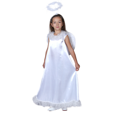 Карнавальный костюм «Белый ангел», нимб, платье, крылья, р-р 32, рост 122-128 см