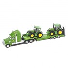Игрушечный тягач John Deere с двумя тракторами, зелёный, масштаб 1:87 - фото 299375679