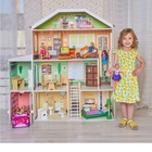 Деревянный кукольный домик "Поместье Николетта", с мебелью 23 предмета в наборе и с гаражом, для кукол 30 см - фото 2169121
