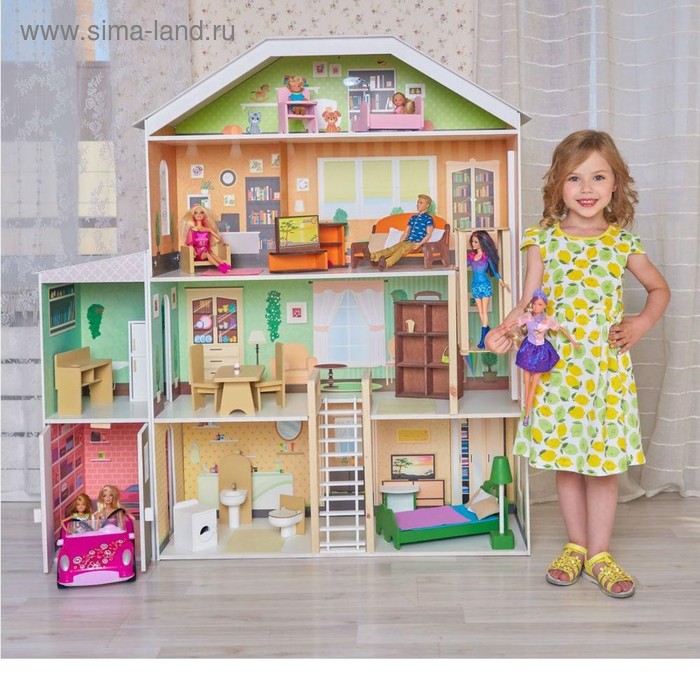 Домик кукольный Paremo «Поместье Николетта», четырёхэтажный, с мебелью, с гаражом, со светом и звуком - Фото 1