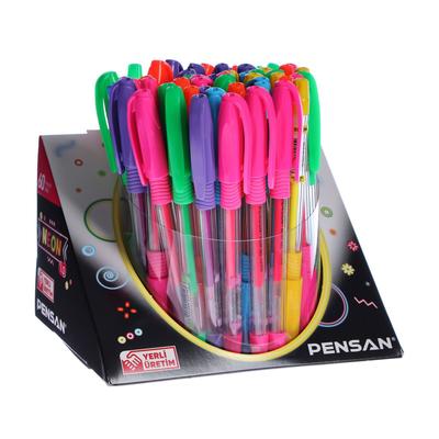 Ручка гелевая Pensan Neon Gel, узел 1.0 мм, резиновый грип, 6 неоновых цветов, МИКС + дисплей