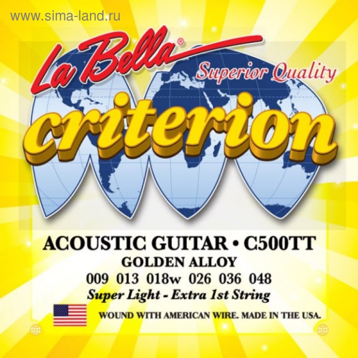 Струны для акустической гитары LA BELLA C500TT Super Light, бронза - Фото 1
