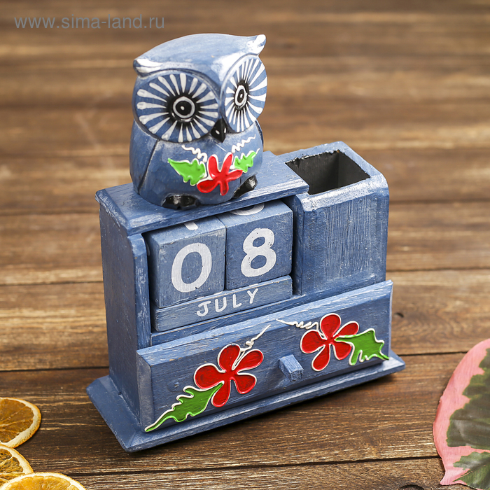 Календарь настольный «Сова», 18×6×20 см, дерево - Фото 1