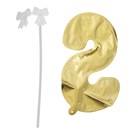 Цифра-топпер 3" «8» с палочкой, самодув, индивидуальная упаковка, цвет золотой - Фото 2