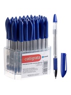 Ручка шариковая Calligrata, синий стержень, узел 0.5 мм, прозрачный корпус, резиновый упор - Фото 5