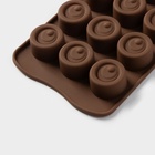 Форма для конфет и шоколада Доляна «Шоколадное удовольствие», силикон, 22×10×1.5 см, 15 ячеек (2.8×2.2 см), коричневая - Фото 3