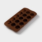 Форма для конфет и шоколада Доляна «Шоколадное удовольствие», силикон, 22×10×1.5 см, 15 ячеек (2.8×2.2 см), коричневая - Фото 4