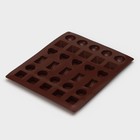 Форма для шоколада Доляна «Коробка конфет», силикон, 27×23×1,5 см, 30 ячеек (3,2×3,2 см), цвет коричневый - Фото 4