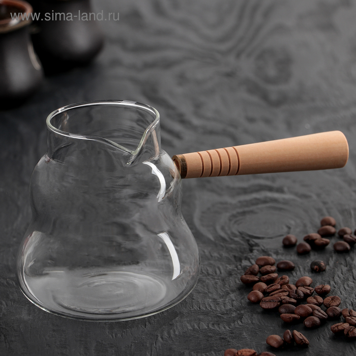 Турка «Арабика», 300 мл, 18×8.5×10 см, деревянная ручка, стекло - Фото 1