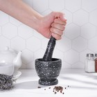 Ступка с пестиком Доляна «Чёрный камень», 10.5×10.5×20 см, чёрная - Фото 9