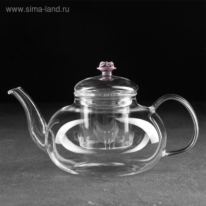 Чайник заварочный со стеклянным ситом «Валенсия с розой», 800 мл - Фото 1