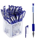 Ручка шариковая 0.5 мм, стержень синий, с резиновым держателем (штрихкод на штуке) - фото 5787524