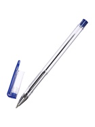 Ручка шариковая 0,5 мм синяя, корпус прозрачный А-100 (48 шт) - фото 809484823