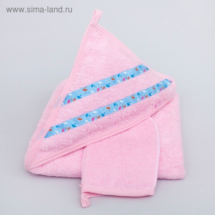 Набор для купания «Дискавери лондон», пелёнка 80 × 80 см, рукавичка, розовый/голубой - Фото 1