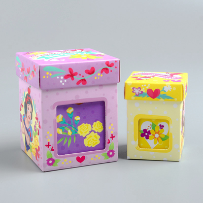 Памятные коробочки для новорожденных, Принцессы, 3 шт, с местом под фото