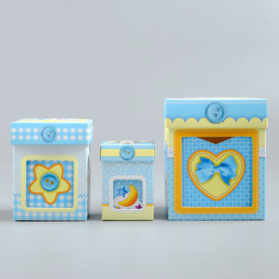 Памятные коробочки для новорожденных, Микки Маус, 3 шт, с местом под фото