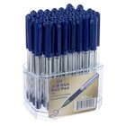 Ручка шариковая 0.5 мм, прозрачный корпус, с синим колпачком и резиновым держателем, стержень синий - Фото 3