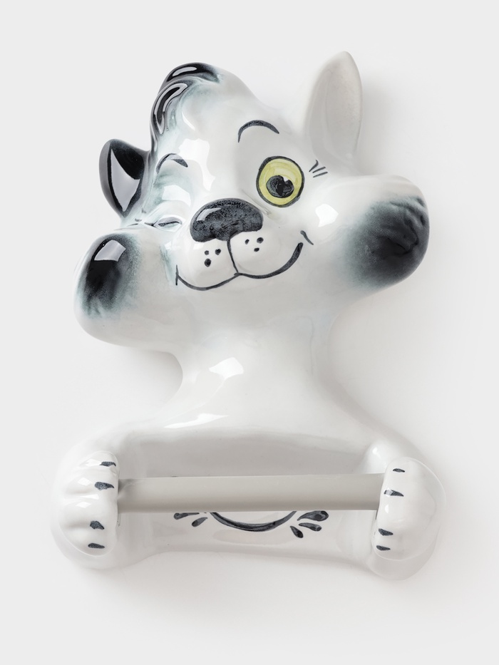 Держатель для туалетной бумаги «Кот — хулиган», 19×11×28 см, фарфор, белый - Фото 1