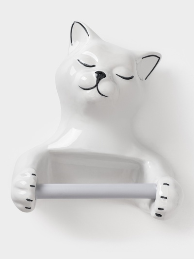 Держатель для туалетной бумаги «Кошка», 26×23×14 см, белый