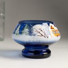 Подсвечник стекло ручная роспись "Зимний домик" синий 10х10х6,5 см - Фото 4