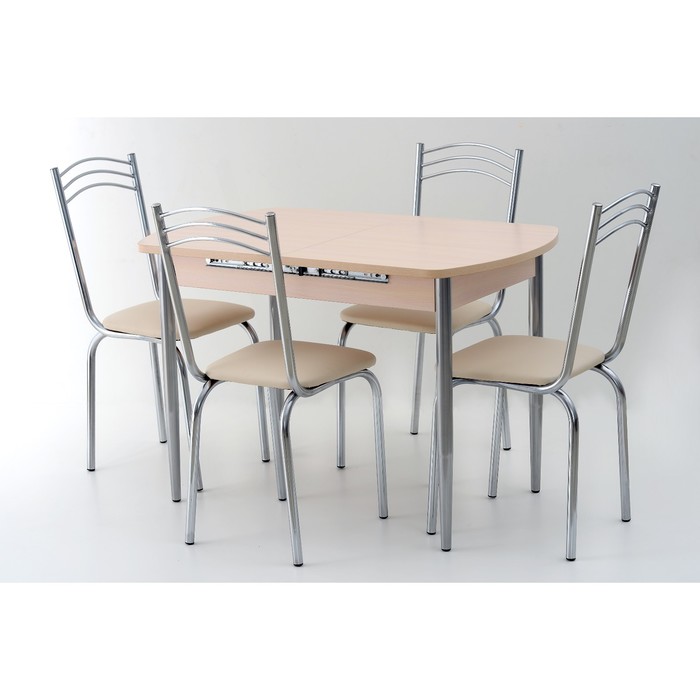 Комплект «Вегас NEW», стол 1100(1450) × 700 × 750 мм, 4 стула, цвет дуб молочный - фото 1905514779