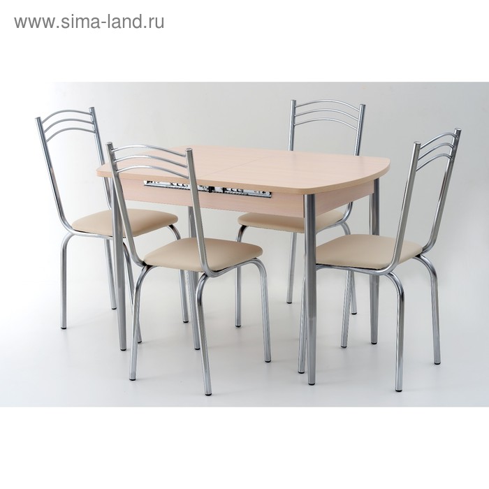 Комплект «Вегас NEW», стол 1100(1450) × 700 × 750 мм, 4 стула, цвет дуб молочный - Фото 1