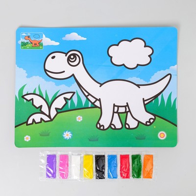 Фреска с цветным основанием «Динозавр» 9 цветов песка по 2 г