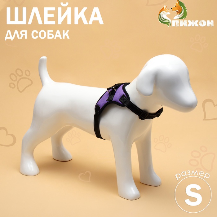 Шлейка К7, размер S, ОГ 44-55 см, вес 5-9 кг, мягкая, светоотражающая, фиолетовая - Фото 1